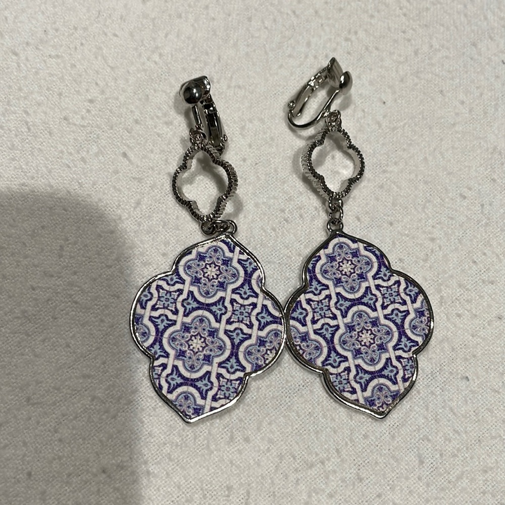 Purple clip on earrings